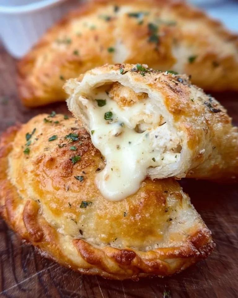 Chicken Alfredo Air Fryer Calzones on a plate ready to eat