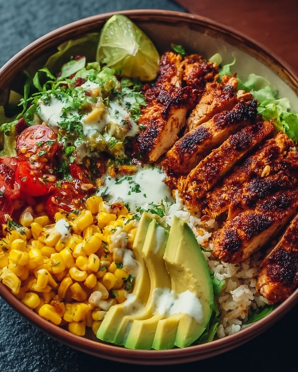 Copycat Chipotle Chicken Burrito Bowl with fresh ingredients