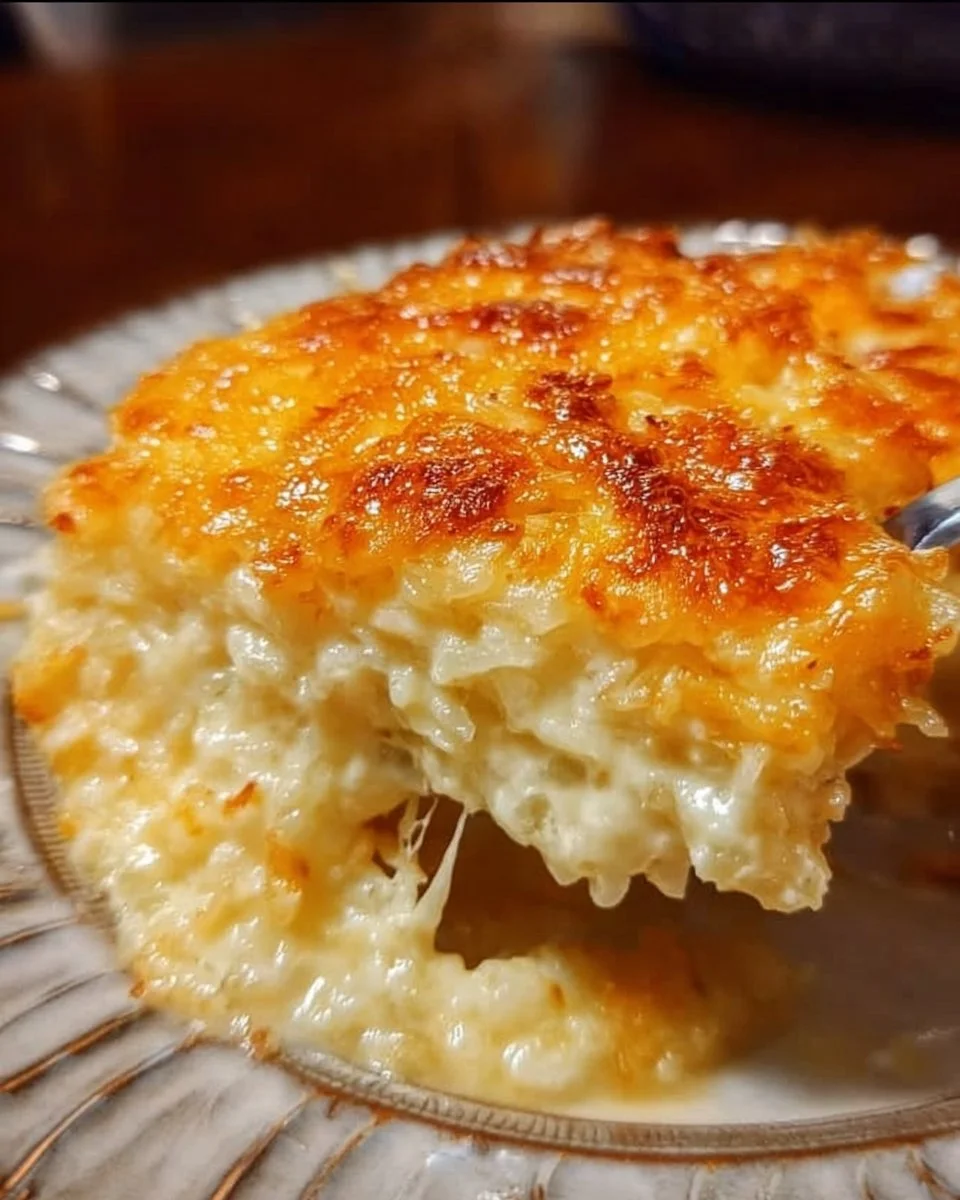 Delicious homemade copycat Cracker Barrel hashbrown casserole served in a dish