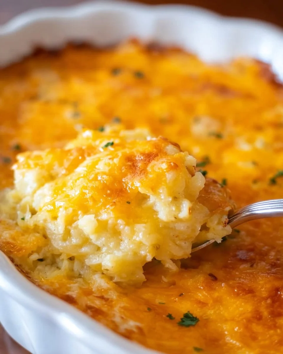 Delicious hash brown casserole inspired by Cracker Barrel's recipe