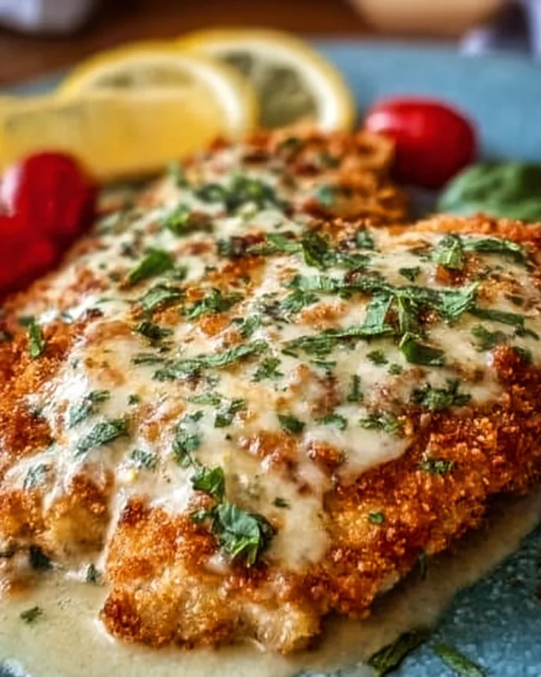 Delicious Chicken Romano dish served with a garnish on a plate