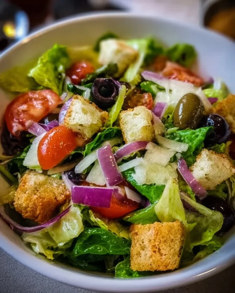 Delicious Olive Garden salad served for Valentine's Day dinner.