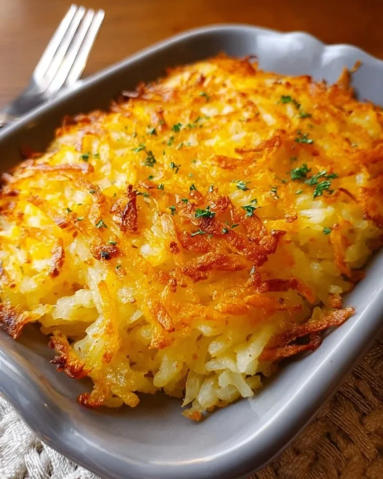 Delicious Cracker Barrel style hashbrown casserole served in a dish