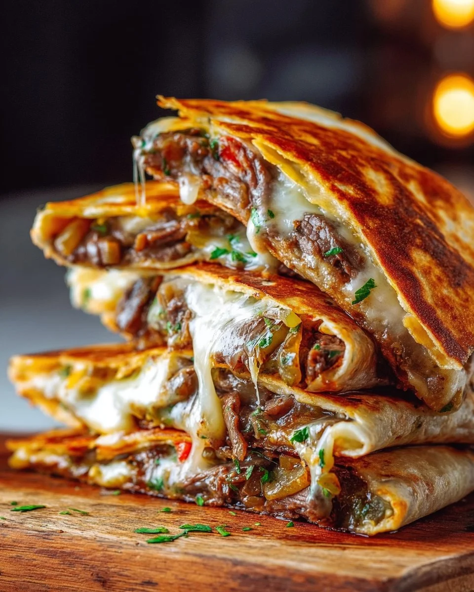 Weeknight Philly Cheesesteak Quesadillas